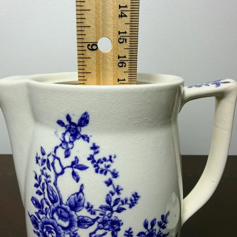 Vintage Blue White‎ Floral Ceramic Electric Teapot Cottagecore Farmhouse MCM